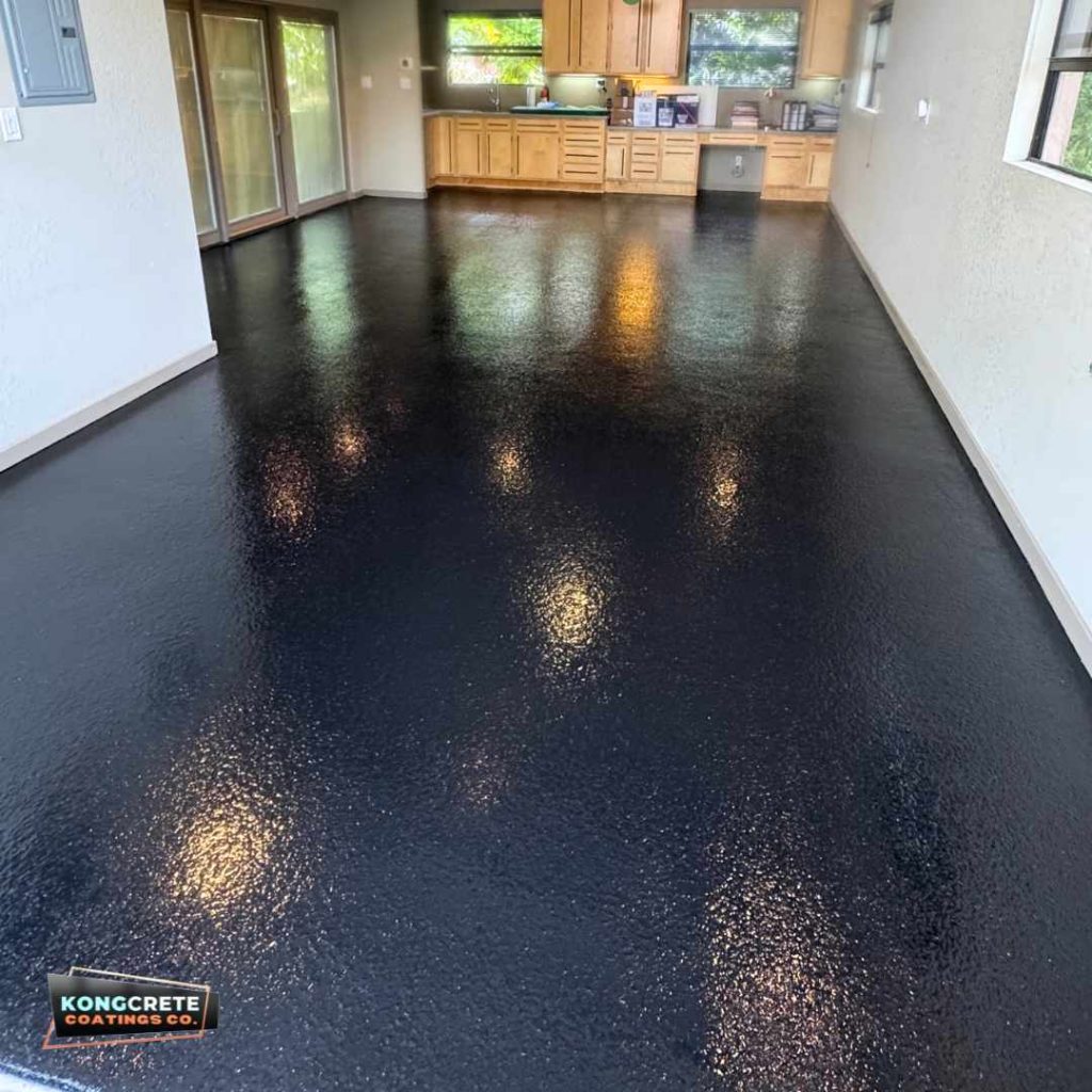 Polyaspartic Black Flake Floor Coating Orlando Kongcrete Coatings (1)